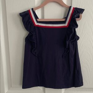 Janie and Jack Navy Top with Red and White Accents